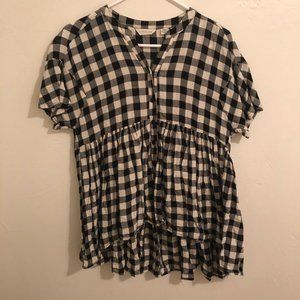 Buffalo Check Peplum Shirt (Hi Low Hem)